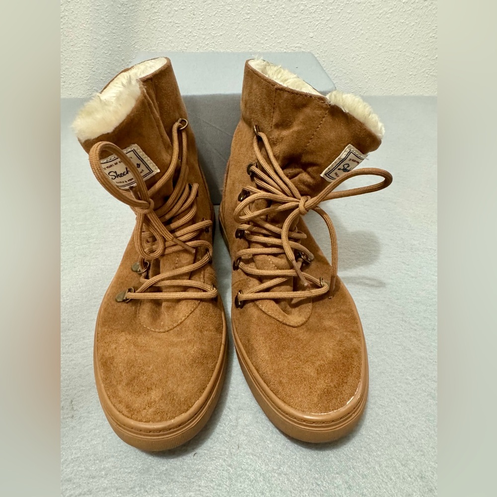 Skechers Keepsneak Avalanche Faux Fur Boots 8.5 Chestnut Brown Style #44947